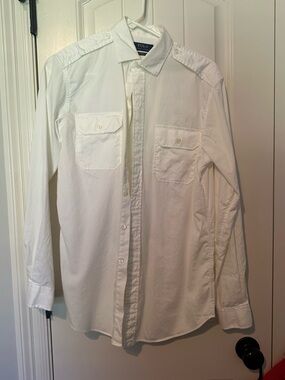 Ralph Lauren White Long-Sleeve Button-Down Shirt